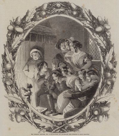 Old English Customs, Nut-Burning on All-Hallow Eve by Joseph Kenny Meadows